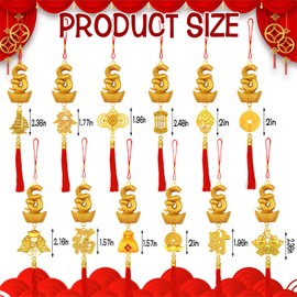 12 Pcs Chinese New Year Decorations, 2025 Year of The Snake Pendant Snake Lucky Charms Decorative Hanging Ornaments Hanging Tassels for Bonsai Wealth Fortune Success Car