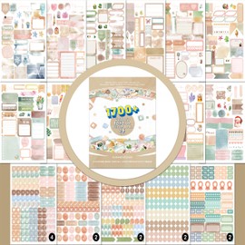 Dvobez Sticker Book for Kids - Yearly Planner & Fun Stickers for Time Management & Creativity | Boost Efficiency & Self-Discipline | Ideal for Scrapbooks, School Projects, and Travel (Retro Boho)