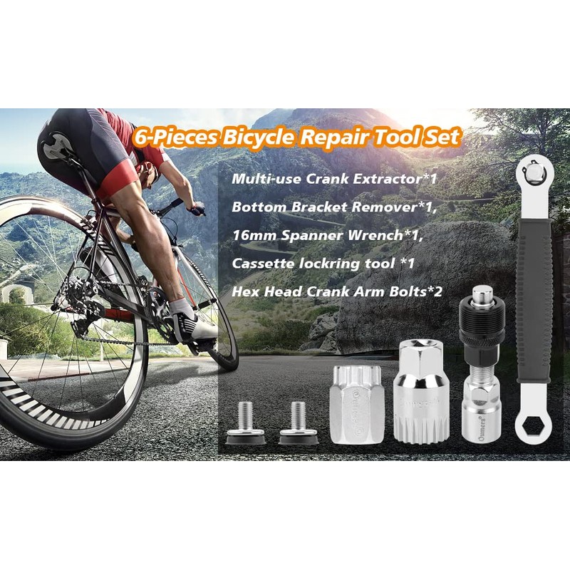 Oumers Bike Repair Tools, Multi-use Bike Crank Extractor + Bike