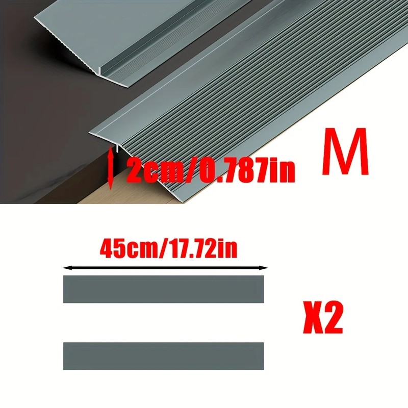 17.72-Inch Modular Aluminum Ramp for Doorway Transitions – 2-Piece Anti-Slip