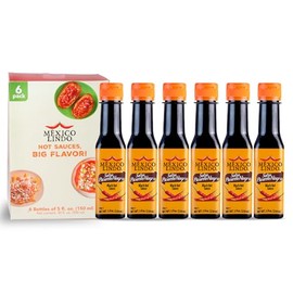 Mexico Lindo Picante Negra Hot Sauce | Light & Spicy | 8,400 Scoville Level | Great with Asian Food, Seafood & Meat | 5 Fl Oz Bottle (Pack of 6)