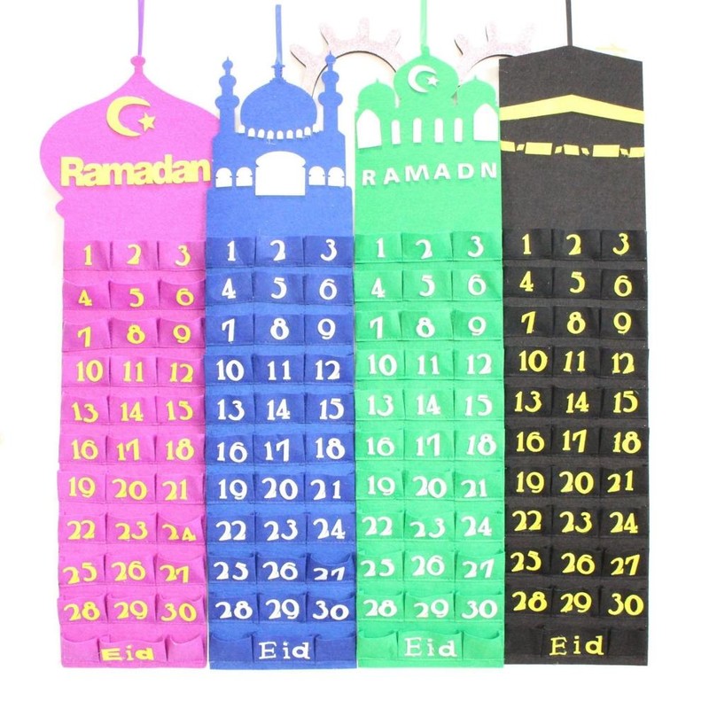 Ramadan Hanging Calendar Countdown Calendar Hanging Bag Wall Calendar Storage