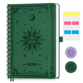EMSHOI Notebook A5 Lined Notepad, College Pad with 100 g/m² Paper, 140 Numbered Pages, Hardcover Notebooks for Creative Writing, Work and School, 15.4 cm x 21 cm - Dark Green