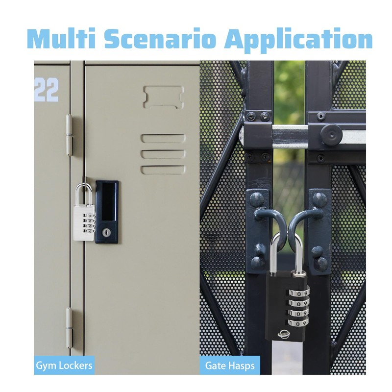 SISAV 4-Digit Aluminum Combination Padlock for Gym,School Lockers,Toolbox,Fence Gate,and Employee
