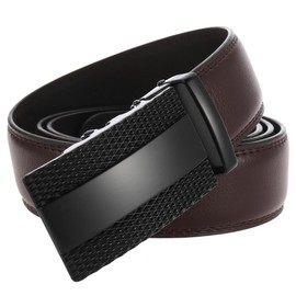 Hatamoto Genuine Leather Belt for Men Ratchet Adjustable Slide Belt 1 3/8'' Width in Gift Package Fit Everywhere B-Brown 36