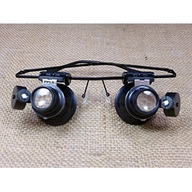 PPLS with LED Light Glasses Type Head Loupe 20 X Magnifier