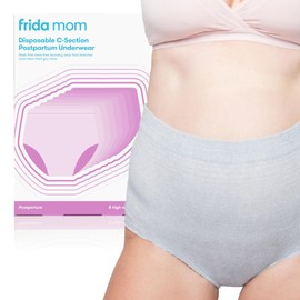 Frida Mom Postpartum Underwear, Disposable C-Section Panties, High-Waist, Seamless, Stretch Support for C-Section Recovery, Size Regular (28"-42"), Pack of 8