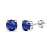 Sapphire Earrings for Women Sterling Silver Earring 7mm Round Created Gemstone Solitaire Studs Jewelry for Men Bridesmaids