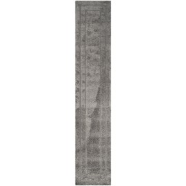 SAFAVIEH Florida Shag Collection Runner Rug - 2'3" x 7', Grey & Grey, Border Design, Non-Shedding & Easy Care, 1.2-inch Thick Ideal for High Traffic Areas in Living Room, Bedroom (SG454-8080)