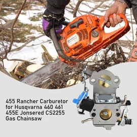 Huztl 455 Rancher Carburetor for Husqvarna 460 461 455E Jonsered CS2255 Gas Chainsaw 537255701 Air Filter Tune Up Kit Chain Saw Carb WTEA-1-1 C1M-EL35 544227401 544312901 544888301