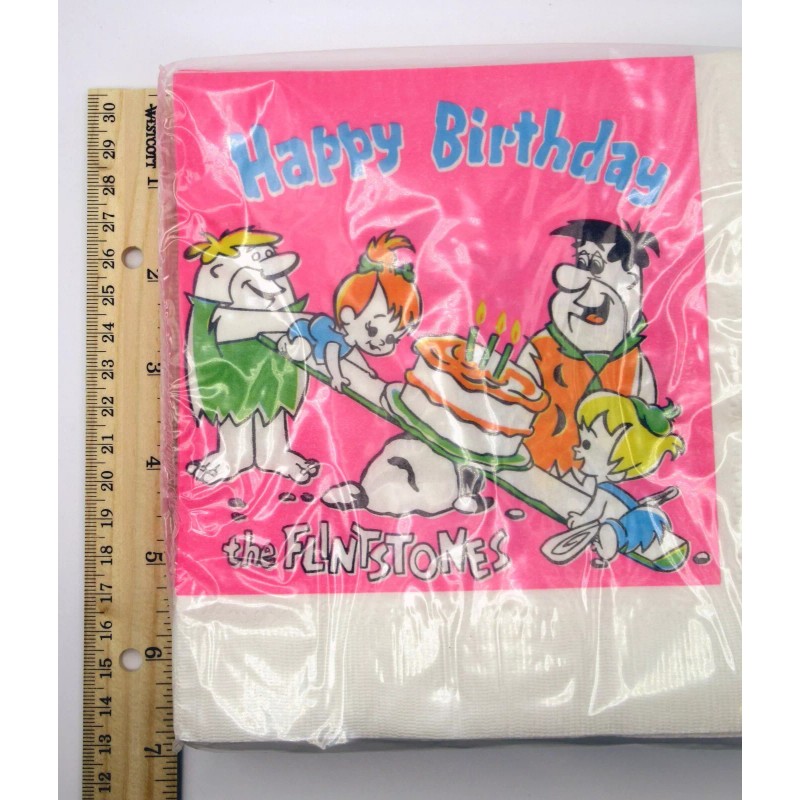 NOS Vintage Flintstones Napkins Happy Birthday Luncheon CA Reed Bam