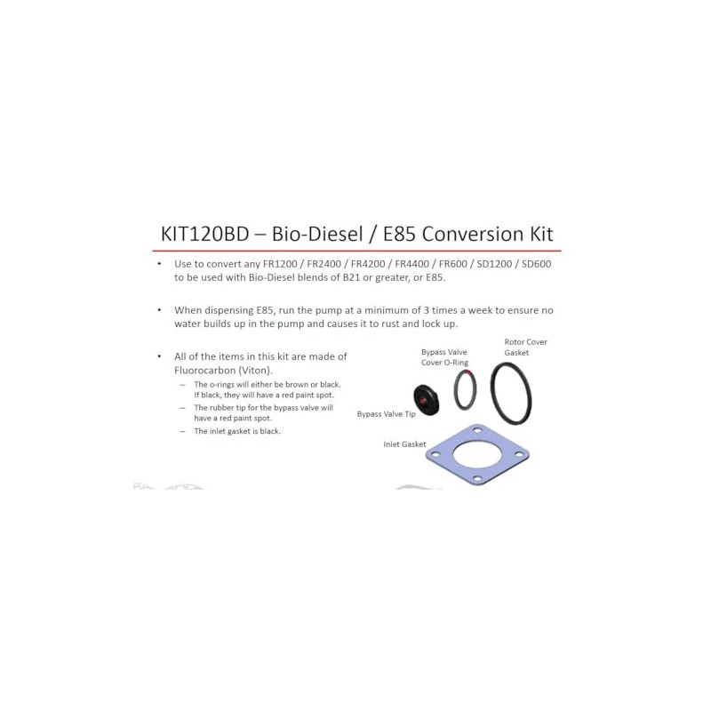 Fill-Rite KIT120BD Conversion Kit to Bio-Diesel/E85 Pump for FR600, FR1200,