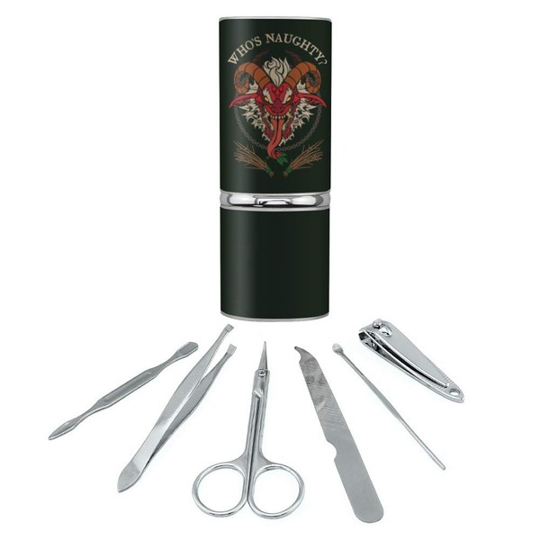 Krampus Who's Naughty Christmas Holiday Stainless Steel Manicure Pedicure Grooming Beauty Care Travel Kit