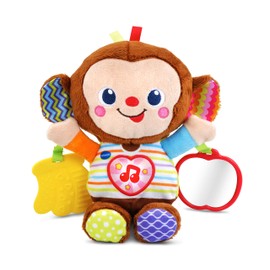 VTech - Monito bebé, Peluche sonajero con un mordedor en Forma de plátano y botón de corazón Que Activa más de 50 Frases, Canciones, Sonidos y melodías.
