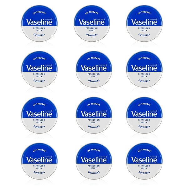 Vaseline Lip Therapy Lip Balm Tin, Original | Lip Moisturizer for Very Dry Lips | 20g (PACK OF 12)