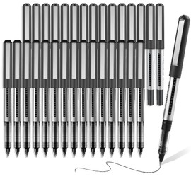 Set of 30 Rollerball Pens, Black 0.7 mm Rollerball Pen, Rollerball Pen with Liquid Ink, Quick-Drying Ballpoint Pen, Gel Pens Black for School, Office, Business, Journaling Students