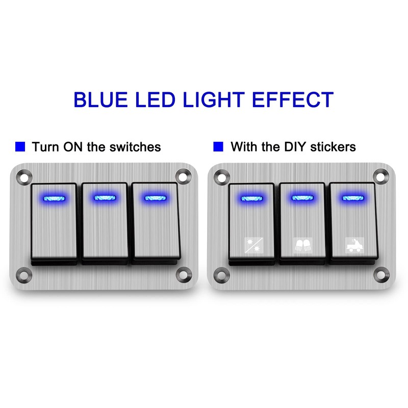 Xhtechnology 3 Gang Aluminum Rocker Switch Panel - 12V/24V Switch