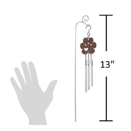 The Bridge Collection Paw Print Wind Chime with Garden Stand - Pet Memorial Wind Bell with Heart Cutout Design - Decorative Animal Remembrance Garden Accent