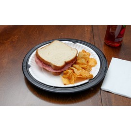 Trenton Gifts 10-Inch Reusable Plastic Paper Plate Holders, Picnic Supplies (12 Set - Black)