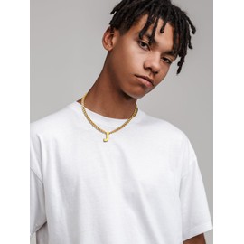 PIYIZ H Necklace for Men Gold Plated Cuban Link Chain with Initial Lover Boyfriend Gifts Trendy Letter Pendant Women Gold Chunky Necklace 18"+2?Extender