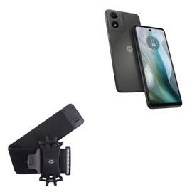 BoxWave Holster Compatible with Motorola Moto E14 - ActiveStretch Sport Armband, Adjustable Armband for Workout and Running - Jet Black