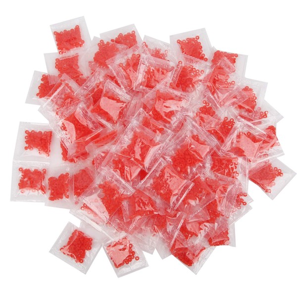 100 bags of rubber band fishing pellet bait with red, 100 bags earthworm pellet leather case rubber band for fishing, red bug bait, red bug clip (4 x 2 mm).