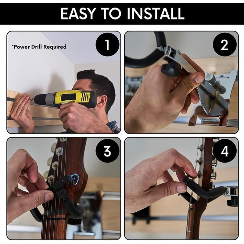 DLDIRECT Black Wall Hanger for Guitars and Ukuleles - Multiple