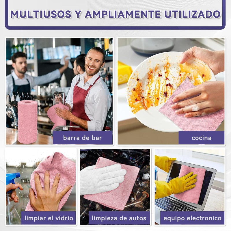 UOUOU Rollo de Toallas de Microfibra, Paquete de 50, Rollo