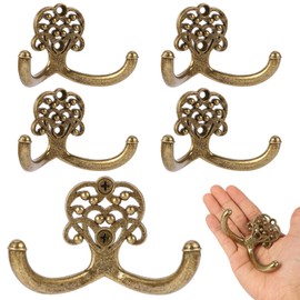 XHIPY 5 PCS Vintage Decorative Coat Hooks Large Metal Heavy Duty Wall Hook for Towel, Coat and Backpacks（Bronze）