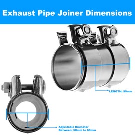 BITS4REASONS E-TECH EC014 New Model Heavy Duty Adjustable Exhaust Pipe Joiner/Connector (58-60MM, 95MM Long)