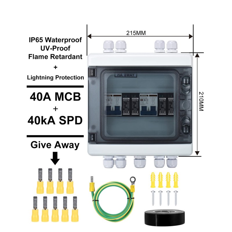 DIHOOL Solar Disconnect Switch with PV Surge Protector IP65 PV