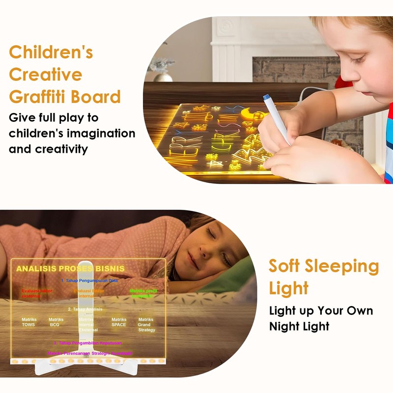 LED Note Board with Stand and 7 Colours, Luminous Message