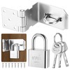90 Degree Door Hasp Latch Lock with Padlock, 304 Stainless