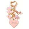Amily Women's Heart Pink Key Ring Charm Flower Bag Heel