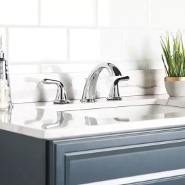 Project Source Chrome 2-handle Widespread WaterSense Bathroom Faucet w/Drain