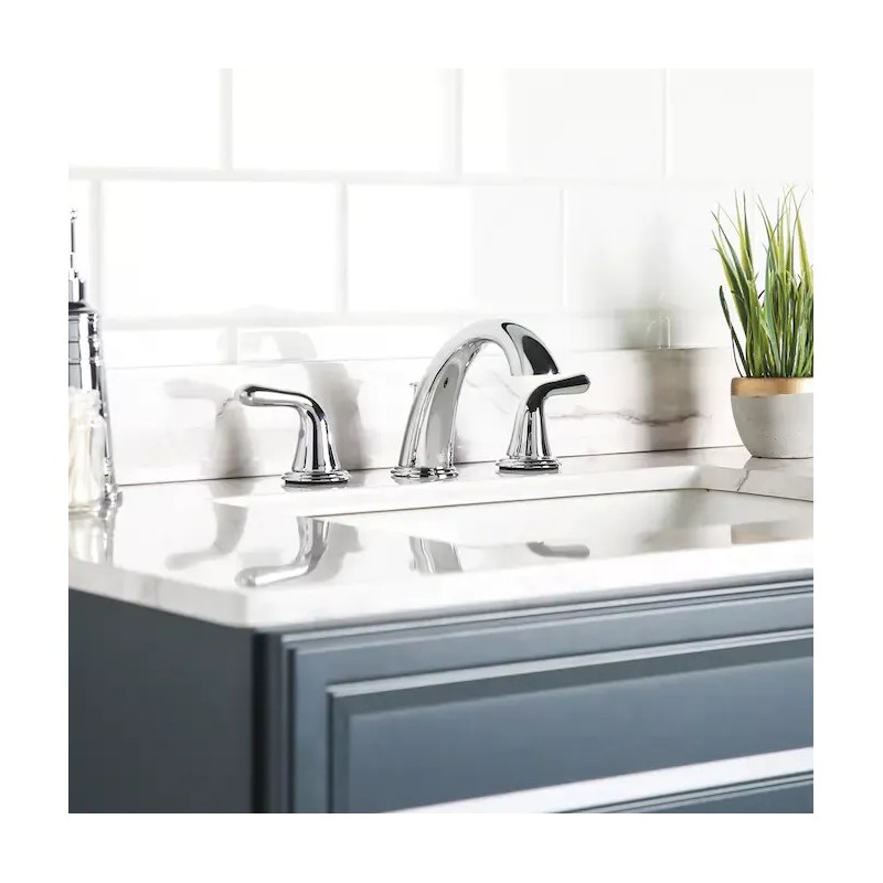 Project Source Chrome 2-handle Widespread WaterSense Bathroom Faucet w/Drain