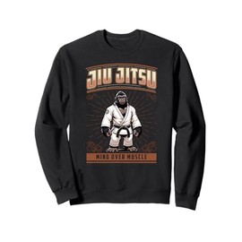 Jiu Jitsu Mind Over Muscle - Cute Grappling BJJ Gorilla Sweatshirt, black