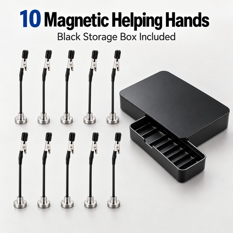 4-Piece Magnetic Soldering Helping Hands with Flexible Arms and Soft-Tip