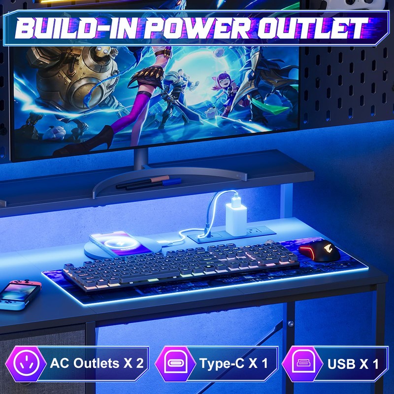 X-cosrack 33.5" Small Gaming Desk with LED Lights & Long