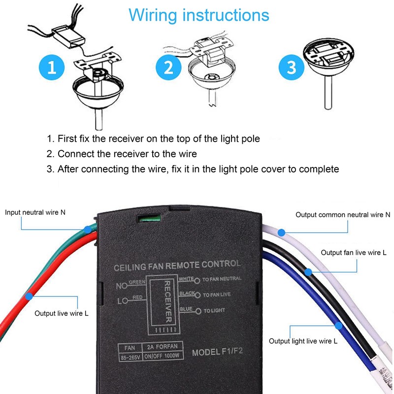 Ceiling Fan Remote Control Kit Receiver and Remote Control 3-in-1