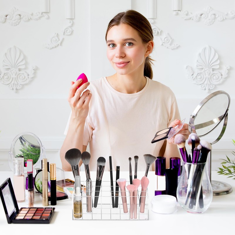 Baluue Lipstick Organizer, Home Lipstick Display Container, -Grid Acrylic Lipstick