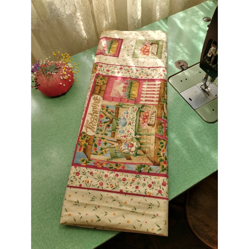 Unbranded Bunny Treehouse Tea Time Fabric Panel Garden Bunny 18"x22"