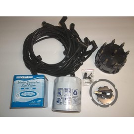 RPS Tune up kit for Mercruiser 5.0, 5.7, 7.4, 8.2 V8 Engines with Thunderbolt Ignition. Includes Spark Plug Wires, Distributor Cap/Rotor, Oil and Fuel Filters.