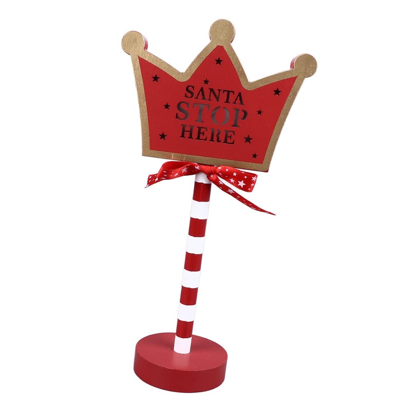 Christmas Stop Here Decor Metal Solid Wood LED Delicate Santa