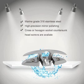 YWZHENYU 2 Pack Boat Cleat Marine Folding Cleats 316 Stainless Steel Flip Up Dock Cleat Rope Cleat for Boat Kayak with Screws (6 inch)