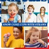 Disposable Snow Cone Cups and Spoon Straws American USA Flag