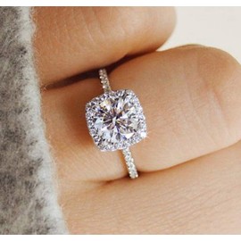 Cuteshop 925 Sterling Silver Zircon Stone Engagement Wedding Band Ring Promise Rings CZ Crystal Engagement Ring (7)