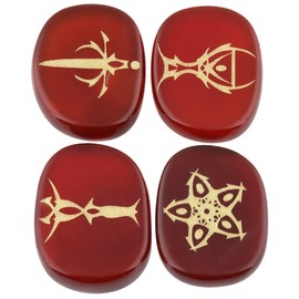 Rockcloud Healing Crystal 4pcs Engraved Tarot Symbol Palm Stones Reiki Balancing,Carnelian