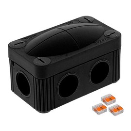 Wiska 10109900 Combi 206 BK 3xWAGO 221-413 Combi 206 Junction Box, 85x49x51mm, Black, 3 x wago 221