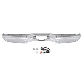 KUAFU Rear Bumper Face Bar Compatible with 2001-2007 Ford F250 F350 F450 F550 Super Duty W/Sensor Hole Replacement For FO1102336, FO1103173, 1C3Z17906DA Chrome Silvery